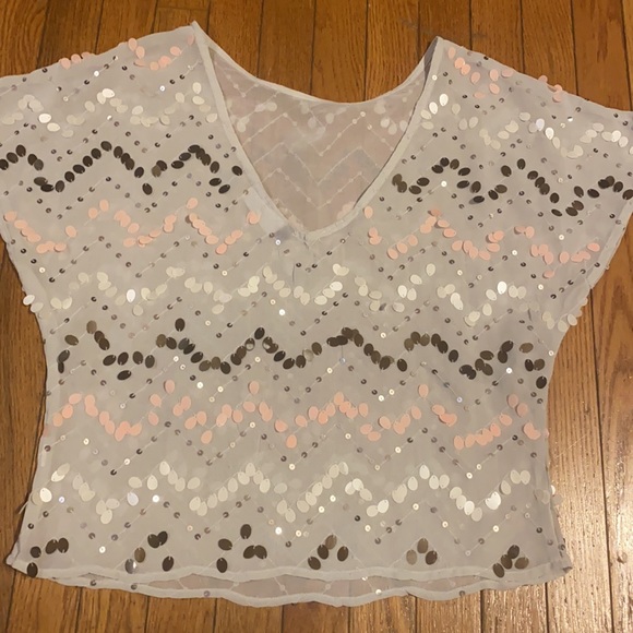 Jennifer Lopez Sheer Embellished Top Small - Picture 2 of 3